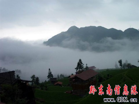 深山苗寨驚現霧海奇觀(組圖)