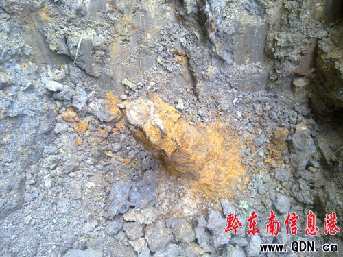 黃平一居民 挖排水溝挖出迫擊炮(圖)