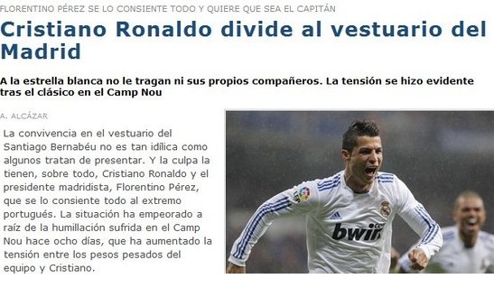 西媒曝C羅成更衣室毒瘤 皇馬僅仨隊(duì)友搭理他