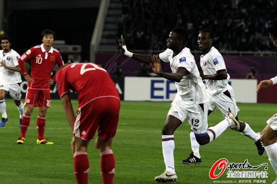 亞洲杯-10人中國0-2卡塔爾 卡隊轟2記世界波