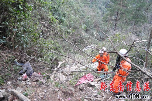 小貨車飛下200米山谷致1死2傷 臺江消防谷底救援