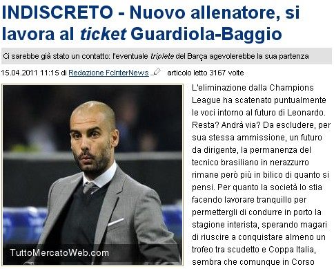 曝國(guó)米成功接洽瓜迪奧拉 巴喬或回歸任老友助教