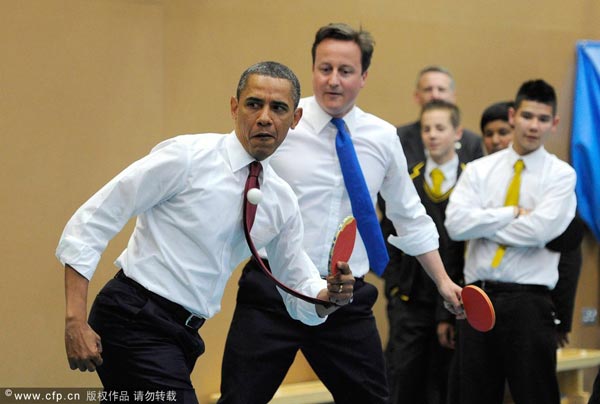 奧巴馬打乒乓球