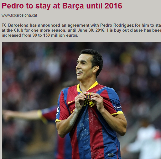 巴薩官方宣布續約佩德羅 新違約金高達1.5億