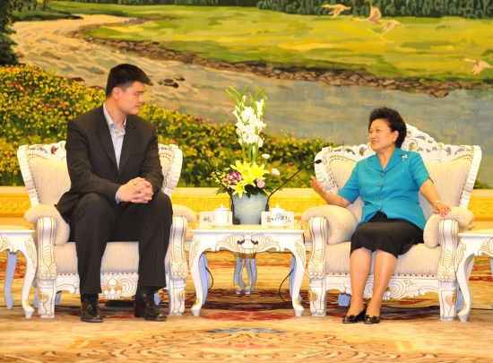 劉延東在京接見姚明 高度贊揚姚明突出貢獻