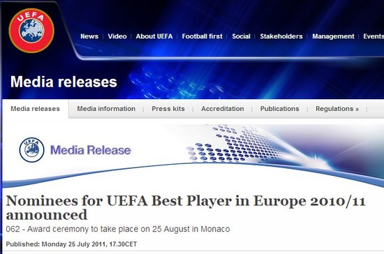 新歐洲金球候選公布 西甲內戰C羅PK梅西哈維