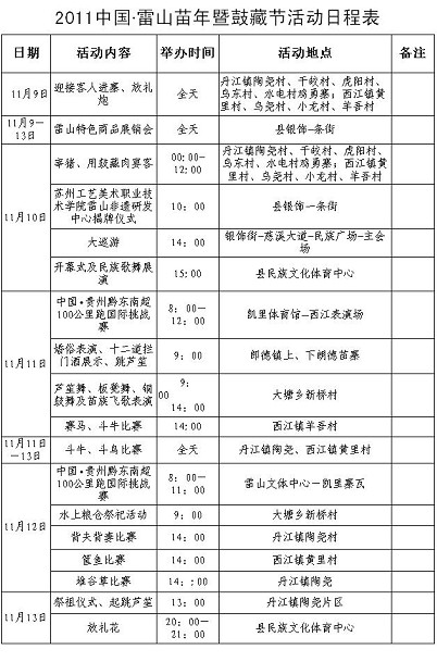 2011�Ї�(gu��)����ɽ�����߹Ĳع�(ji��)���(d��ng)�ճ̱�