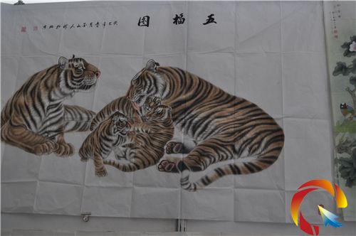 五福圖,五個可愛的老虎,價值5000人民幣