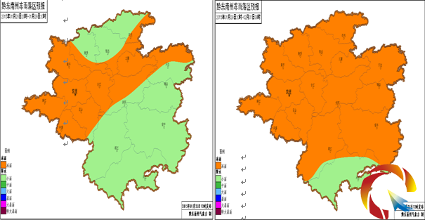 1月28日20時~29日20時(左)、29日20時~2月1日08時(右)凍雨落區(qū)預(yù)報圖